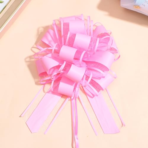 20 Stück Große Geschenkschleife,Ziehschleifen Dekoschleife Geschenk Schleife Geschenkband Zierschleife Geschenkbänder Pull Bögen,für DIY Basteln Geschenkverpackung Hochzeit Geburtstag,Rosa von Wambere