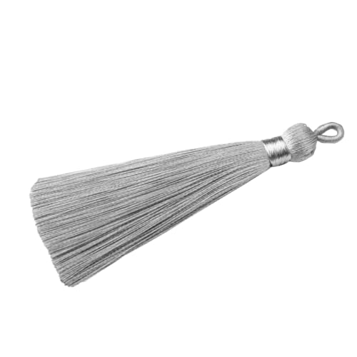 20 Stück Quasten Anhänger,8cm Bunte Quasten-Lesezeichen,Tassel Troddel Armband Schlüsselanhänger Basteln Quaste für Ohrringe Schmuckherstellung Taschen Lesezeichen DIY Handwerk Zubehör,Grau von Wambere