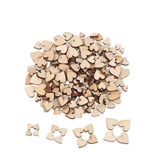 200 Stück Mini Holzherzen, Herz Holzscheiben, Holzherz Verzierungen Dekoration für DIY Basteln Hochzeit Geburtstag Tischdekoration Gemischt 4 Größen - 6mm/8mm/10mm/12mm von Wambere