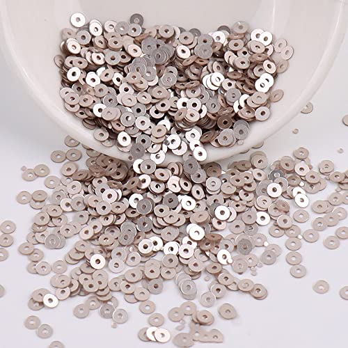 2000 Stück Pailetten kit Pailletten basteln Lose Pailletten Cup Schillernde Spangles für DIY Kunsthandwerk Herstellung Nähen Aufkleben Auffädeln Glänzende Dekorative Hochzeit 4 mm,Leichter Champagner von Wambere