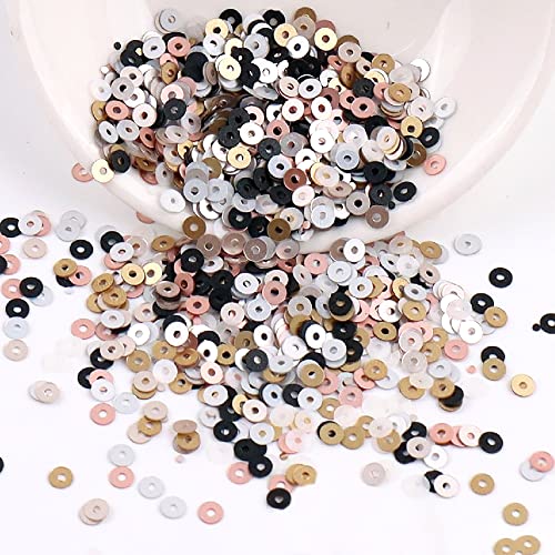 2000 Stück Pailetten kit paietten Pailletten basteln Lose Pailletten Cup Schillernde Spangles Kunsthandwerk Herstellung Nähen Aufkleben Auffädeln Glänzende Dekorative Hochzeit 4 mm,Metallische Farbe von Wambere