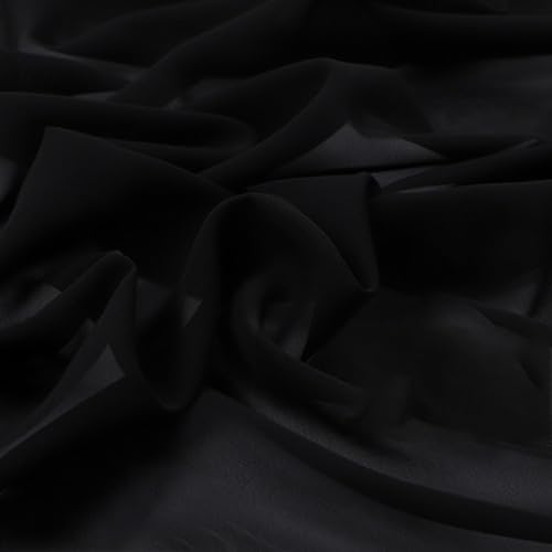 200cm×150cm Chiffon Stoff Hochzeitsstoffe Tischdeckenstoffe Bekleidungsstoffe Dekostoff Kostümstoff Stoffe zum Nähen Meterware Dekorieren für DIY Basteln Kleidungsdekoration,Schwarz von Wambere