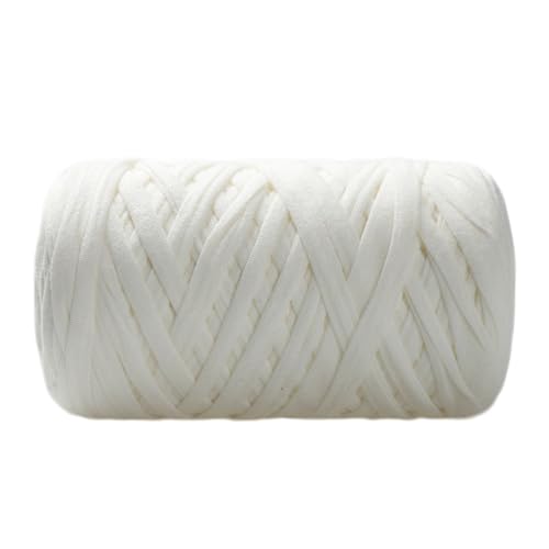 200g 2,7 cm Breit Stoffstreifen,Garn Zum Häkeln Strickwolle Garn Polyester-Garn Bändchengarn zum Häkeln und Stricken Textilgarn für DIY Handwerk Taschen Schals Mützen Kissen Decken,Creme von Wambere