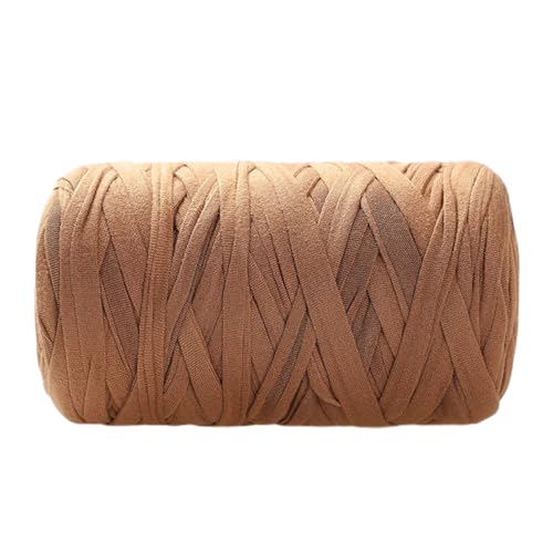 200g 2,7 cm Breit Stoffstreifen,Garn Zum Häkeln Strickwolle Garn Polyester-Garn Bändchengarn zum Häkeln und Stricken Textilgarn für DIY Handwerk Taschen Schals Mützen Kissen Decken,Hellbraun von Wambere