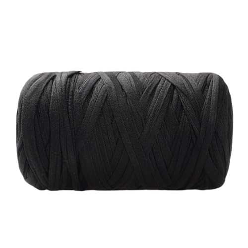 200g 2,7 cm Breit Stoffstreifen,Garn Zum Häkeln Strickwolle Garn Polyester-Garn Bändchengarn zum Häkeln und Stricken Textilgarn für DIY Handwerk Taschen Schals Mützen Kissen Decken,Schwarz von Wambere