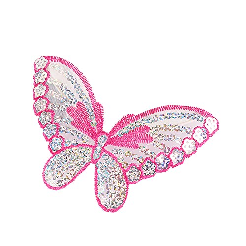 2er Aufnäher Bügelbild Aufbügler Bügeleisen auf Patches Applikation für T-Shirt Jeans Kleidung Taschen,Pailletten Stickerei Schmetterling Applique,Sie Patches Zum Reparieren Und Dekorieren,Rosenrot 2er Aufnäher Bügelbild Aufbügler Bügeleisen auf Patches Applikation für T-Shirt Jeans Kleidung Taschen,Pailletten Stickerei Schmetterling Applique,Sie Patches Zum Reparieren Und Dekorieren,Rosenrot von Wambere