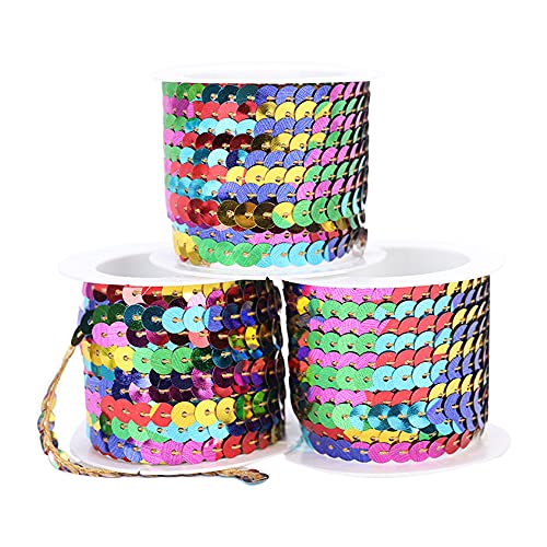 3 Roll 5m*5mm Pailletten Bänder Farbiges Glitzer Paillettenband Borten Rolle,Paillettenbesatz Applikation Paillettenband Stretch Paillettenbesatz,für Schmuckherstellung,Bandherstellung,Kostüme,Bunt 3 Roll 5m*5mm Pailletten Bänder Farbiges Glitzer Paillettenband Borten Rolle,Paillettenbesatz Applikation Paillettenband Stretch Paillettenbesatz,für Schmuckherstellung,Bandherstellung,Kostüme,Bunt von Wambere