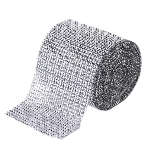 3 Yards × 12cm Strassband Glitzerband Diamant Band,24 Reihen 4 mm Kunststoff-Hohlgitter-Strasssteine,Glitzersteine Bänder,für DIY Nähen Basteln Kleidung Hochzeit Festival Dekoration,Silber von Wambere