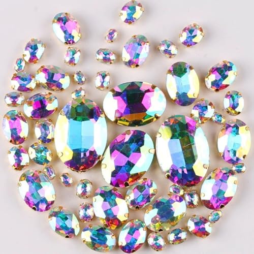 30 Stück Ovale Strasssteine Glitzersteine zum Annähen Strasssteine mit Loch Prong Einstellung Handgenähte Strasssteine für DIY Basteln Kunsthandwerk Scrapbook Kleidungsdekoration,Bunt 30 Stück Ovale Strasssteine Glitzersteine zum Annähen Strasssteine mit Loch Prong Einstellung Handgenähte Strasssteine für DIY Basteln Kunsthandwerk Scrapbook Kleidungsdekoration,Bunt von Wambere
