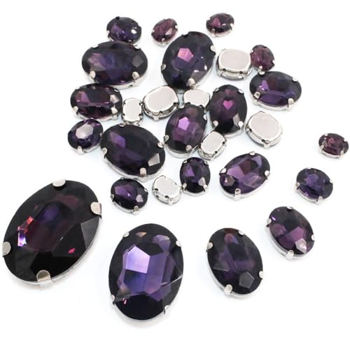 30 Stück Ovale Strasssteine Glitzersteine zum Annähen Strasssteine mit Loch Prong Einstellung Handgenähte Strasssteine für DIY Basteln Kunsthandwerk Scrapbook Kleidungsdekoration,Dunkles Lila 30 Stück Ovale Strasssteine Glitzersteine zum Annähen Strasssteine mit Loch Prong Einstellung Handgenähte Strasssteine für DIY Basteln Kunsthandwerk Scrapbook Kleidungsdekoration,Dunkles Lila von Wambere