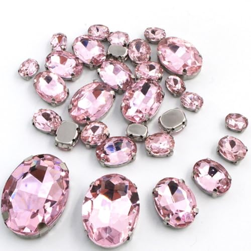 30 Stück Ovale Strasssteine Glitzersteine zum Annähen Strasssteine mit Loch Prong Einstellung Handgenähte Strasssteine für DIY Basteln Kunsthandwerk Scrapbook Kleidungsdekoration,Hellrosa 30 Stück Ovale Strasssteine Glitzersteine zum Annähen Strasssteine mit Loch Prong Einstellung Handgenähte Strasssteine für DIY Basteln Kunsthandwerk Scrapbook Kleidungsdekoration,Hellrosa von Wambere