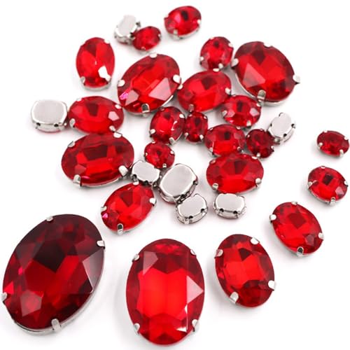 30 Stück Ovale Strasssteine Glitzersteine zum Annähen Strasssteine mit Loch Prong Einstellung Handgenähte Strasssteine für DIY Basteln Kunsthandwerk Scrapbook Kleidungsdekoration,Rot 30 Stück Ovale Strasssteine Glitzersteine zum Annähen Strasssteine mit Loch Prong Einstellung Handgenähte Strasssteine für DIY Basteln Kunsthandwerk Scrapbook Kleidungsdekoration,Rot von Wambere