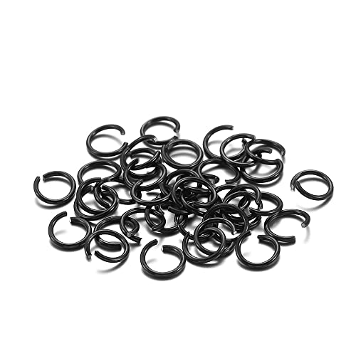 300 Stück Metall Biegeringe,Farbiger Aluminiumring Spaltringe Offener Ring,Ösen zum Basteln,Verbindungsstück für Schmuck,für DIY Basteln Schmuckherstellung Halsketten Armbändern,Schwarz,1x8mm von Wambere