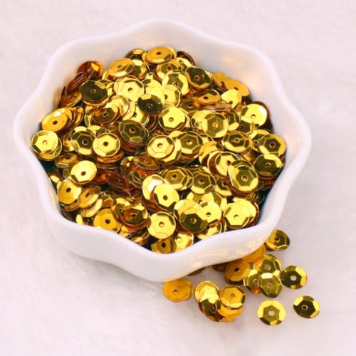 3000 Stück Pailletten Durchmesser 6mm, Zum Basteln, Lose Sequin Mit Loch, für DIY Nähen Kunsthandwerk Schmuckherstellung Kleidungsdekoration Nagelkunst, Gold von Wambere
