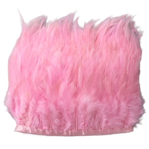 3m Federquasten Spitzenband,10-15cm Hühnerfedern Feder Fransen Band Fransenborte Federquastenband Federband Zierband Dekoband für DIY Handwerk Halloween Karneval Kostüme Deko,Rosa C von Wambere
