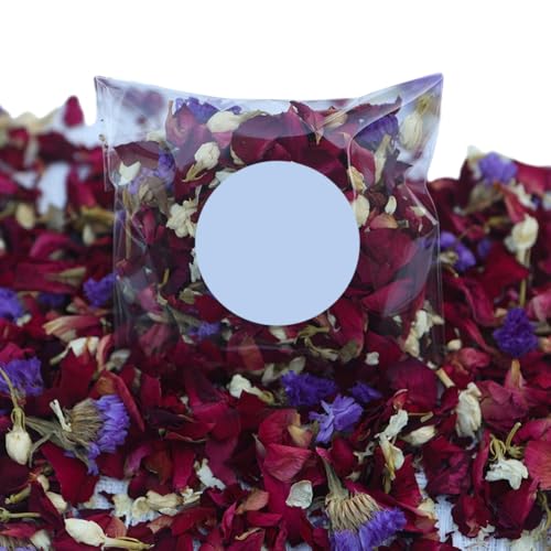 3x10g Blütenkonfetti Natürliche Getrocknete Rosenblätter Konfetti Hochzeitsfeier Dekoration Hochzeitskonfetti Abbaubare Getrocknete Blütenblätter für DIY Handwerk Zubehör,Rot Lila Jasmin von Wambere