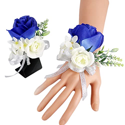 4 Stück Handgelenk Corsage,Braut Handgelenk Blume Ansteckblume Set,Braut Handgelenk Blume Brautjungfer Armband Hochzeit,Rose Blumenarmband,Brautjungfer Hochzeit Abschlussball Zubehör,Kombination 2 von Wambere