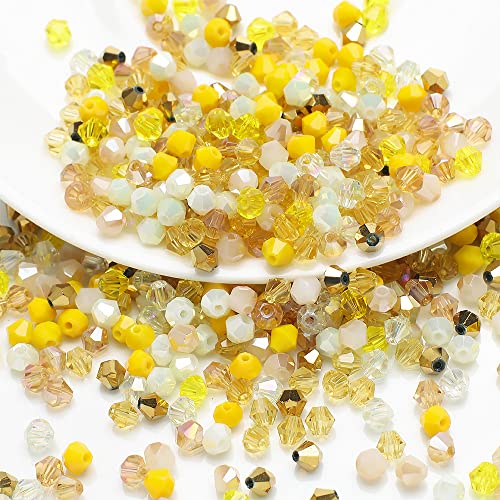 400 Stück 4mm Kristall Glas Perlen Facettierte Glasperle Kügelchen Bunte Glasperlen Kunstperlen Mehrfarbig Sortierte Perlen Gemischt Bastelperlen für Handwerk Armband Halsketten Schmuck,Gelb 400 Stück 4mm Kristall Glas Perlen Facettierte Glasperle Kügelchen Bunte Glasperlen Kunstperlen Mehrfarbig Sortierte Perlen Gemischt Bastelperlen für Handwerk Armband Halsketten Schmuck,Gelb von Wambere