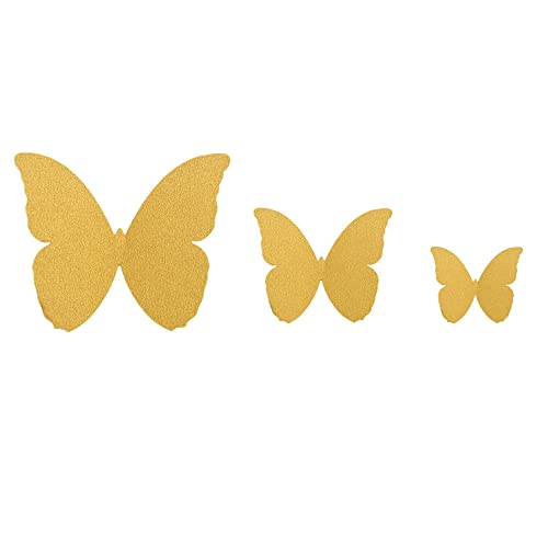 48 Stück 3D Schmetterling Wandaufkleber Abnehmbar Schmetterling Aufkleber Wandtattoos,für Heim Hochzeit Dekor Wohnzimmer Kinder-Zimmer Mädchen Küche Fenster Möbel Party Wand-Tisch-Deko,Gold von Wambere