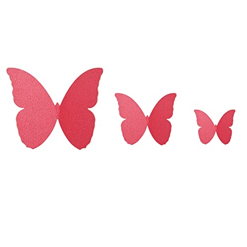 48 Stück 3D Schmetterling Wandaufkleber Abnehmbar Schmetterling Aufkleber Wandtattoos,für Heim Hochzeit Dekor Wohnzimmer Kinder-Zimmer Mädchen Küche Fenster Möbel Party Wand-Tisch-Deko,Rosenrot von Wambere