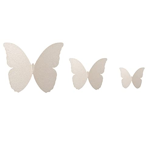 48 Stück 3D Schmetterling Wandaufkleber Abnehmbar Schmetterling Aufkleber Wandtattoos,für Heim Hochzeit Dekor Wohnzimmer Kinder-Zimmer Mädchen Küche Fenster Möbel Party Wand-Tisch-Deko,Silber von Wambere