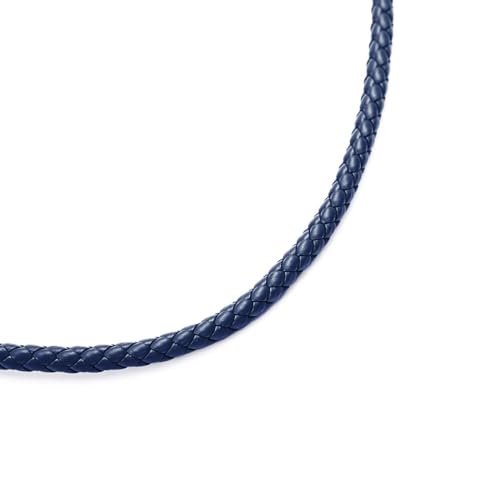 5 M Geflochten Lederband Lederschnur Lederkordel,Durchmesser 7mm Geflochtenes Lederseil aus PU Leder Rundes Lederseil Lederschnüre Lederbänder zum DIY Basteln Schmuckherstellung,Navy blau von Wambere