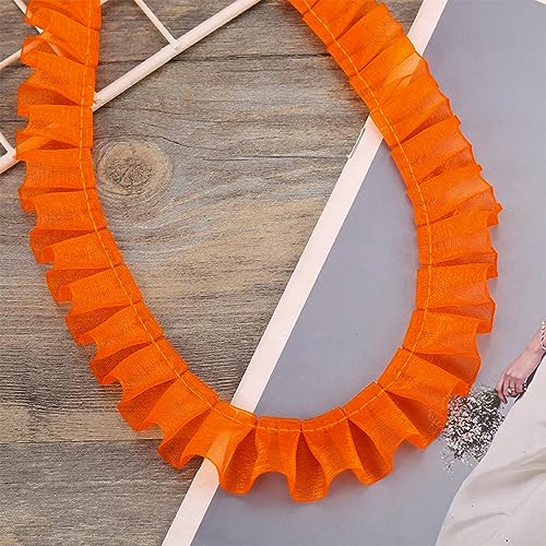 5 Yards 2.5 cm Spitzenband Gerafftes Rüschen Spitzenborte Elastisches Stoff Spitzenbesatz,Vintage Spitze-Borten Deko,für DIY Nähen Handwerk Hochzeit Deko Scrapbooking Geschenkverpackung,Orange von Wambere