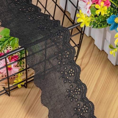 5 Yards 5cm Vintage Baumwolle Spitzenband Spitzenborte Dekoband Zierband Spitzenbordüre Spitzenstoff Geschenkband für Nähen DIY Basteln Kleidungsdekoration Hochzeit Deko Scrapbooking,Schwarz 5 Yards 5cm Vintage Baumwolle Spitzenband Spitzenborte Dekoband Zierband Spitzenbordüre Spitzenstoff Geschenkband für Nähen DIY Basteln Kleidungsdekoration Hochzeit Deko Scrapbooking,Schwarz von Wambere