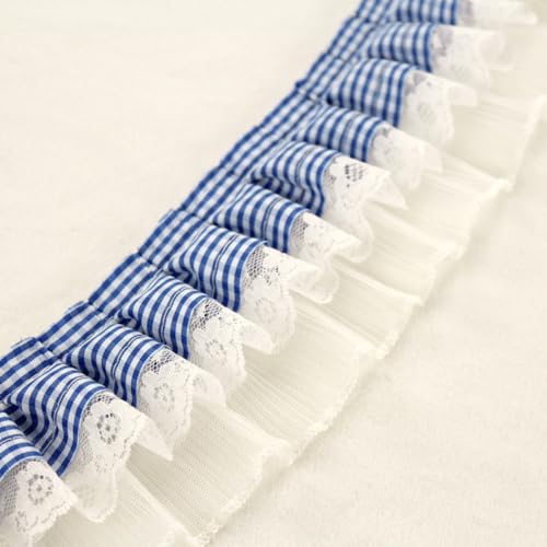 5 Yards 8cm Breite Rüschenspitze Karierte Plisseespitze Spitzenborte Spitzenband Spitzenbesatz Spitzenbänder Spitzenbordüren Dekoband Zierband für DIY Handwerk Kleidungsdekoration,Blau B 5 Yards 8cm Breite Rüschenspitze Karierte Plisseespitze Spitzenborte Spitzenband Spitzenbesatz Spitzenbänder Spitzenbordüren Dekoband Zierband für DIY Handwerk Kleidungsdekoration,Blau B von Wambere