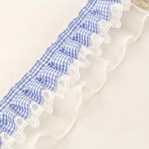 5 Yards 8cm Breite Rüschenspitze Karierte Plisseespitze Spitzenborte Spitzenband Spitzenbesatz Spitzenbänder Spitzenbordüren Dekoband Zierband für DIY Handwerk Kleidungsdekoration,Hellblau B 5 Yards 8cm Breite Rüschenspitze Karierte Plisseespitze Spitzenborte Spitzenband Spitzenbesatz Spitzenbänder Spitzenbordüren Dekoband Zierband für DIY Handwerk Kleidungsdekoration,Hellblau B von Wambere