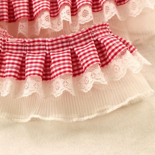 5 Yards 8cm Breite Rüschenspitze Karierte Plisseespitze Spitzenborte Spitzenband Spitzenbesatz Spitzenbänder Spitzenbordüren Dekoband Zierband für DIY Handwerk Kleidungsdekoration,Rot B von Wambere