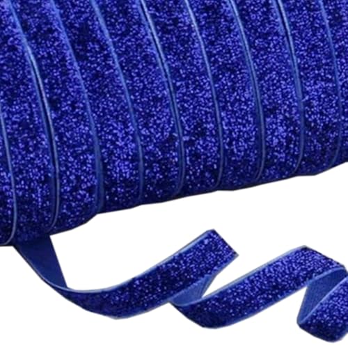 5 Yards Samtband 1cm Breit Glitzer Geschenkband Satinbänder Glitzerband Schleifenband Bogenband Geschenkbänder Dekoband Zierband für DIY Handwerk Weihnachten Geschenkverpackung,Königsblau von Wambere