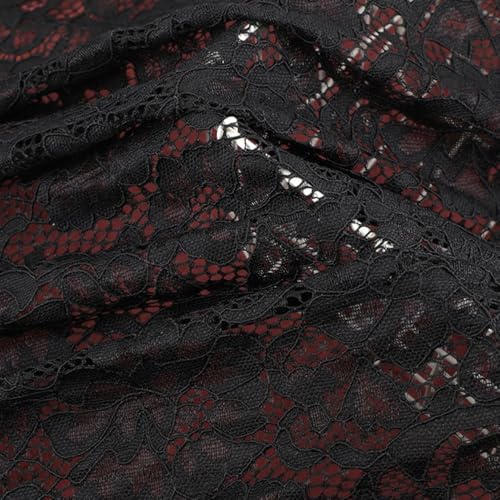 5 Yards Spitzenstoff Breite 150cm Elastischer Spitzenstoff Vintage Zierspitze Dekostoffe Bekleidungsstoffe für DIY Nähen Handwerk Hochzeits Kleidungsdekoration Heimdekoration,Schwarz von Wambere