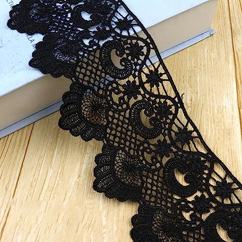 5 m 10 cm Breite Gestickte Wasserlösliche Spitze,Vintage Häkelband Spitze Borte Häkelspitze Häkel-Borte Spitzenband für DIY Nähen Handwerk Hochzeit Deko Scrapbooking Geschenkbox,Schwarz 5 m 10 cm Breite Gestickte Wasserlösliche Spitze,Vintage Häkelband Spitze Borte Häkelspitze Häkel-Borte Spitzenband für DIY Nähen Handwerk Hochzeit Deko Scrapbooking Geschenkbox,Schwarz von Wambere
