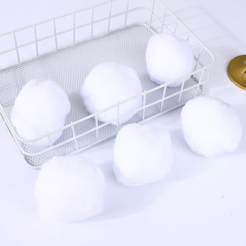 50 Stück 10cm Bunte Pompons zum Basteln Polypropylen Plüschball Pompons Plüschkugel Bälle Plüschbälle Weihnachten Pom Poms für DIY Kreative Handwerk Tischdekoration Geburtstagsdeko,Weiß von Wambere
