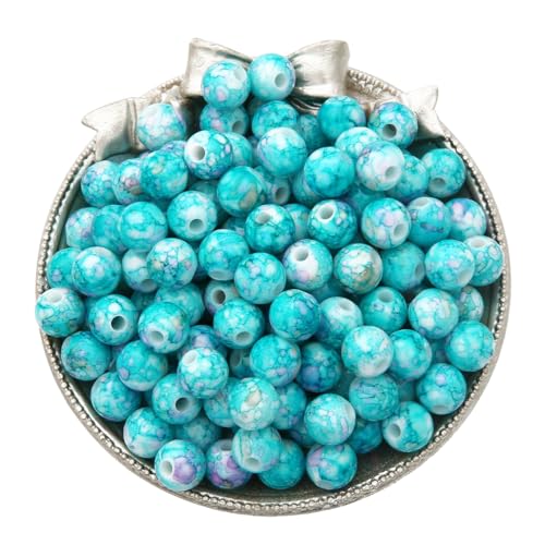 50 Stück 10mm Acrylperlen mit Großem Loch Bunte Runde Abstandsperlen Bastelperlen zum Auffädeln Lose Perlen für DIY Handwerk Armband Halsketten Ohrringe Schmuckherstellung,Blau von Wambere