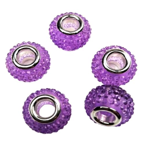 50 Stück 14mmx9.4mm Harzperlen Mit Großem Loch,Strassperlen 5 mm Lochdurchmesser,Abstandsperlen Bastelperlen zum Auffädeln Lose Perlen für DIY Handwerk Armbändern Schmuckherstellung,Lila 50 Stück 14mmx9.4mm Harzperlen Mit Großem Loch,Strassperlen 5 mm Lochdurchmesser,Abstandsperlen Bastelperlen zum Auffädeln Lose Perlen für DIY Handwerk Armbändern Schmuckherstellung,Lila von Wambere