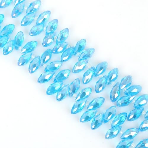 50 Stück 6x12mm Facettierte Perlen Glasperlen,Glitzerperlen Bunte Perlen für Armbänder für Basteln Schmuckherstellung DIY Halsketten, Armbänder Ohrringe,Blauer See von Wambere