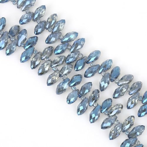 50 Stück 6x12mm Facettierte Perlen Glasperlen,Glitzerperlen Bunte Perlen für Armbänder für Basteln Schmuckherstellung DIY Halsketten, Armbänder Ohrringe,Dunkelblau von Wambere