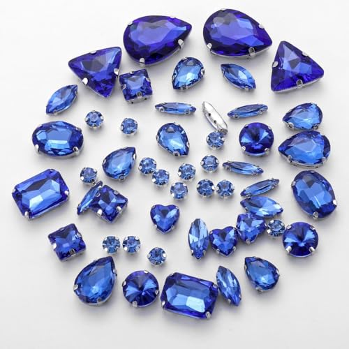 50 Stück Gemischt Form Strasssteine Glitzersteine zum Annähen Handgenähte Strasssteine Strasssteine mit Loch Prong Einstellung,für DIY Basteln Hochzeitsbraut Kleidungsdekoration,Blau 50 Stück Gemischt Form Strasssteine Glitzersteine zum Annähen Handgenähte Strasssteine Strasssteine mit Loch Prong Einstellung,für DIY Basteln Hochzeitsbraut Kleidungsdekoration,Blau von Wambere