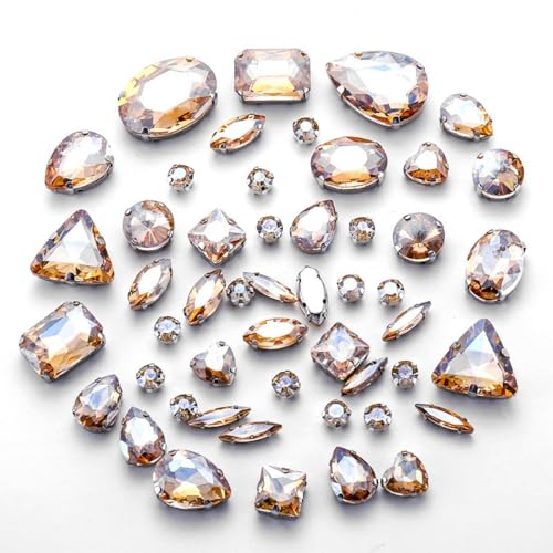 50 Stück Gemischt Form Strasssteine Glitzersteine zum Annähen Handgenähte Strasssteine Strasssteine mit Loch Prong Einstellung,für DIY Basteln Hochzeitsbraut Kleidungsdekoration,Champagnergold 50 Stück Gemischt Form Strasssteine Glitzersteine zum Annähen Handgenähte Strasssteine Strasssteine mit Loch Prong Einstellung,für DIY Basteln Hochzeitsbraut Kleidungsdekoration,Champagnergold von Wambere