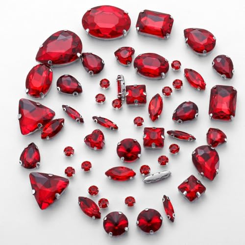 50 Stück Gemischt Form Strasssteine Glitzersteine zum Annähen Handgenähte Strasssteine Strasssteine mit Loch Prong Einstellung,für DIY Basteln Hochzeitsbraut Kleidungsdekoration,Rot 50 Stück Gemischt Form Strasssteine Glitzersteine zum Annähen Handgenähte Strasssteine Strasssteine mit Loch Prong Einstellung,für DIY Basteln Hochzeitsbraut Kleidungsdekoration,Rot von Wambere