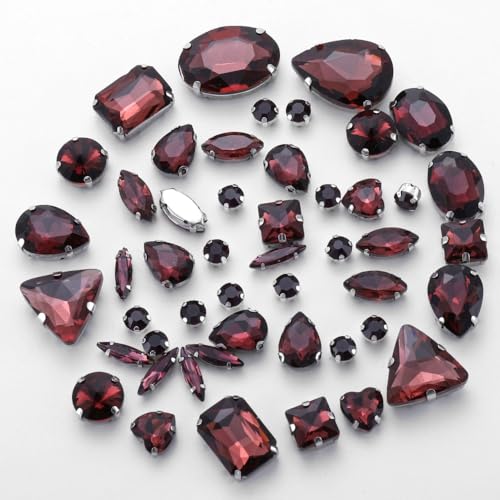 50 Stück Gemischt Form Strasssteine Glitzersteine zum Annähen Handgenähte Strasssteine Strasssteine mit Loch Prong Einstellung,für DIY Basteln Hochzeitsbraut Kleidungsdekoration,Weinrot 50 Stück Gemischt Form Strasssteine Glitzersteine zum Annähen Handgenähte Strasssteine Strasssteine mit Loch Prong Einstellung,für DIY Basteln Hochzeitsbraut Kleidungsdekoration,Weinrot von Wambere