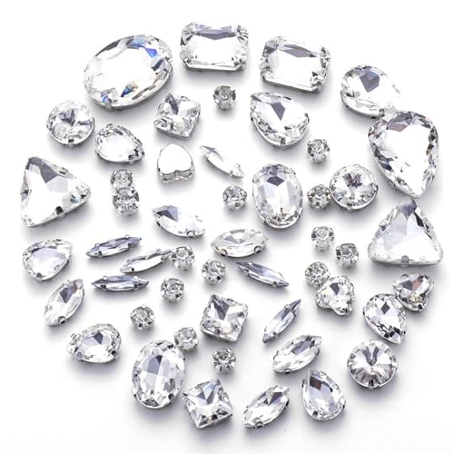 50 Stück Gemischt Form Strasssteine Glitzersteine zum Annähen Handgenähte Strasssteine Strasssteine mit Loch Prong Einstellung,für DIY Basteln Hochzeitsbraut Kleidungsdekoration,Weiß 50 Stück Gemischt Form Strasssteine Glitzersteine zum Annähen Handgenähte Strasssteine Strasssteine mit Loch Prong Einstellung,für DIY Basteln Hochzeitsbraut Kleidungsdekoration,Weiß von Wambere