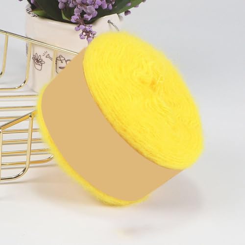 50g Feines Mohair Wollgarn,Wolle zum Häkeln und Stricken,Weiches Wollgarn Handstrickgarn Häkelgarn Yarn Crochet für DIY Basteln Kunsthandwerk Mützen Schals Kleidungsdekoration,Hellgelb von Wambere