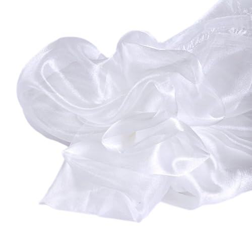 5m x 150cm Organza Stoffe zum Nähen Meterware Organzastoff Dekostoff Bekleidungsstoffe für DIY Kunsthandwerk Basteln Vorhänge Tischdecken Hochzeit Party Kleidungsdekoration,Weiß B von Wambere