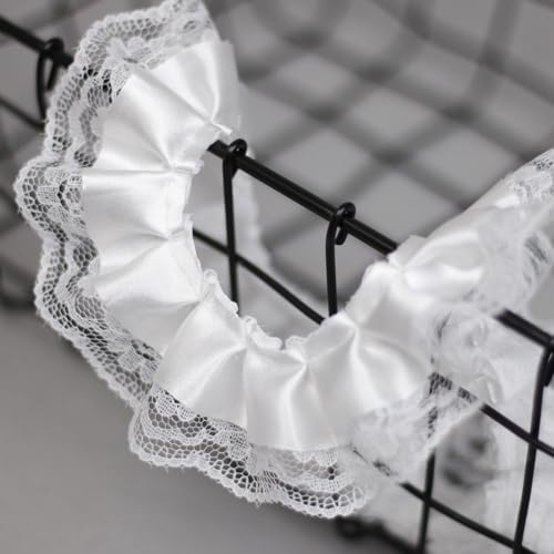5m x 4cm Spitzenband Rüschenspitze Rüschenband Spitzenborte Spitzenbordüre Dekoband Zierband Spitzenbesatz Spitzen Borten Bänder für Nähen DIY Basteln Hochzeit Kleidungsdekoration,Weiß von Wambere