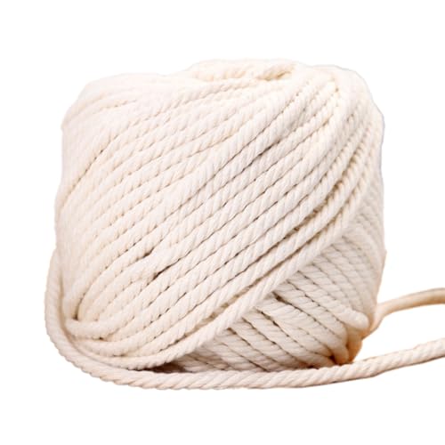 5mm x 50m Weiß Baumwollgarn Makramee Garn Cord Böhmisches Baumwollschnur Geflochtenes Baumwollseil Baumwollkordel Basteln Baumwollfaden für DIY Handgemachtes Kreativität Kunsthandwerk, von Wambere