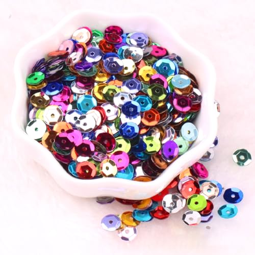 6000 Stück Pailletten, Durchmesser 6mm, zum Basteln, Lose Sequin Mit Loch für DIY Nähen, Kunsthandwerk, Schmuckherstellung, Kleidungsdekoration, Nagelkunst - Gemischte Farbe 6000 Stück Pailletten, Durchmesser 6mm, zum Basteln, Lose Sequin Mit Loch für DIY Nähen, Kunsthandwerk, Schmuckherstellung, Kleidungsdekoration, Nagelkunst - Gemischte Farbe von Wambere