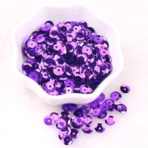 6000 Stück Durchmesser 6mm Pailletten,Pailletten zum Basteln,Lose Pailletten Sequin mit Loch,für DIY Nähen Basteln Kunsthandwerk Schmuckherstellung Kleidungsdekoration Nagelkunst,Lila von Wambere